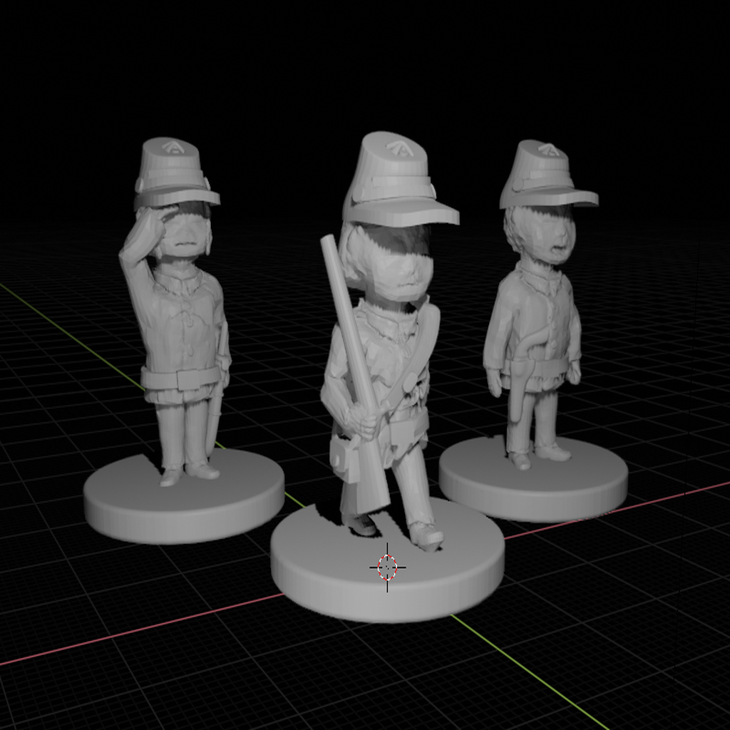 Confederate Soldiers in Comic Style: Set 2 + Blender Rig