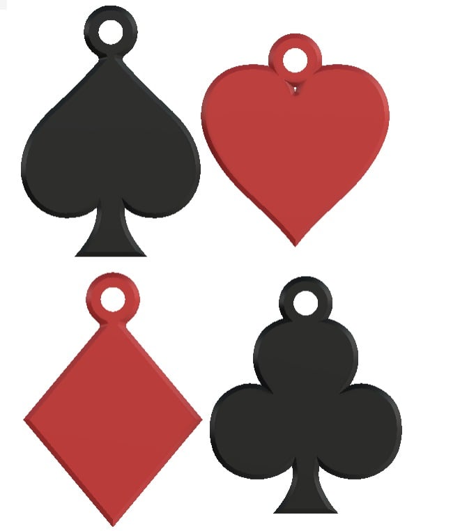 Christmas Tree Ornaments — Playing Card Suits (Spades, Hearts, Diamonds, Clubs