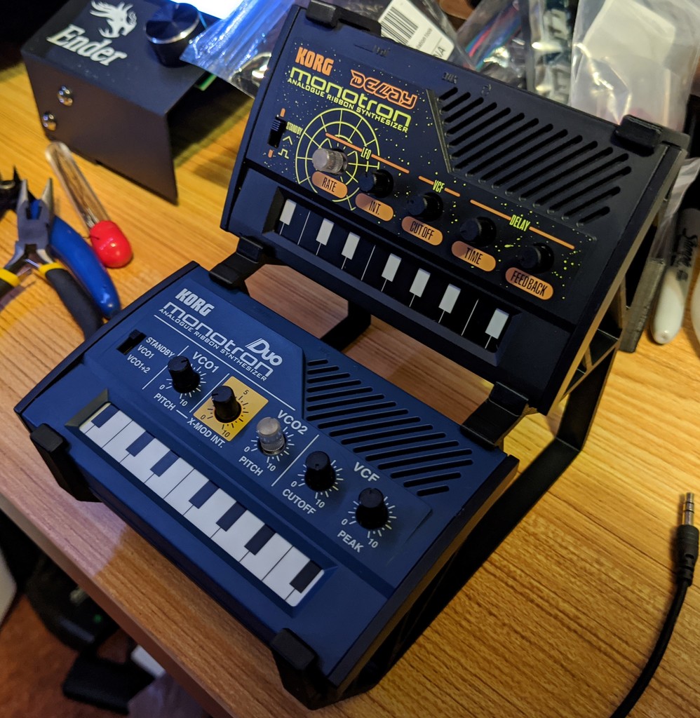 Stand for two of the Korg Monotrons