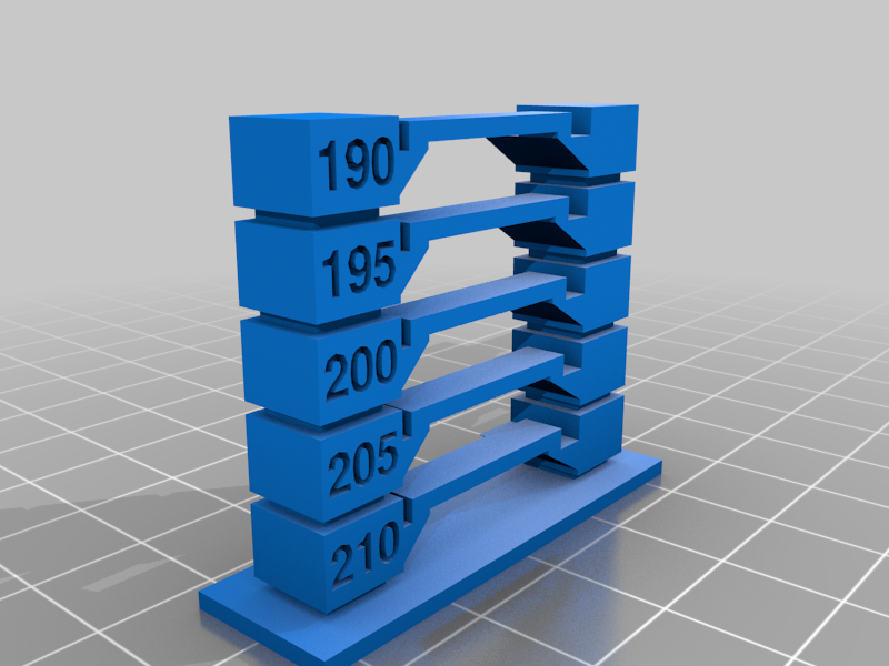 PLA Temperature Tower (190 to 210, +5 C increments, eSUN suggestions)
