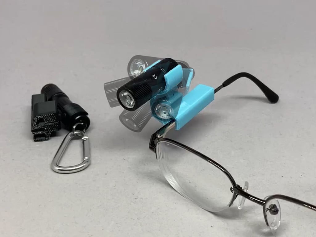 EDC Flashlights Holder for Glasses ( Ball Jointed )