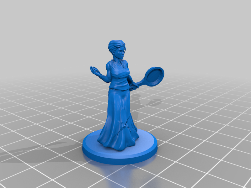 Female Villager with Frying Pan for Table Top Game