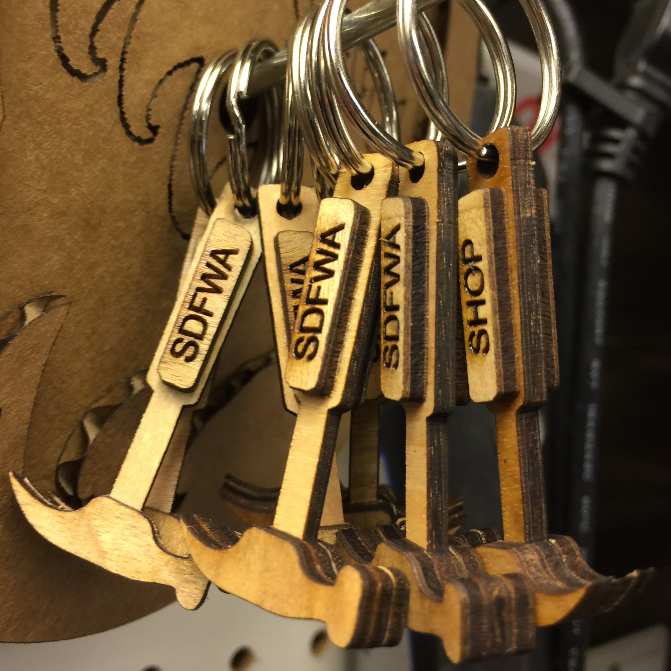 Hammer Key Fob - Lasercut Wood