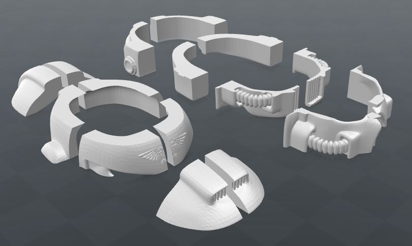Space marine helmet simplified an cut into pieces