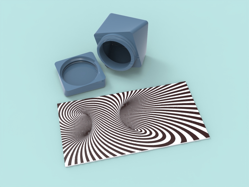 puzzle illusion with box storage