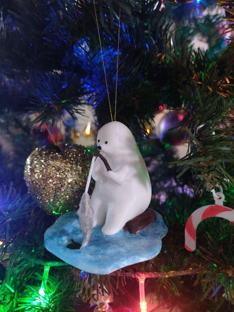 KUMATY : Polar Bear Ice Fishing - Christmas ornament