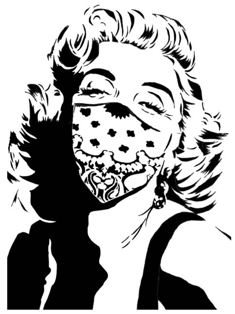 Marilyn Monroe wearing mask stencil