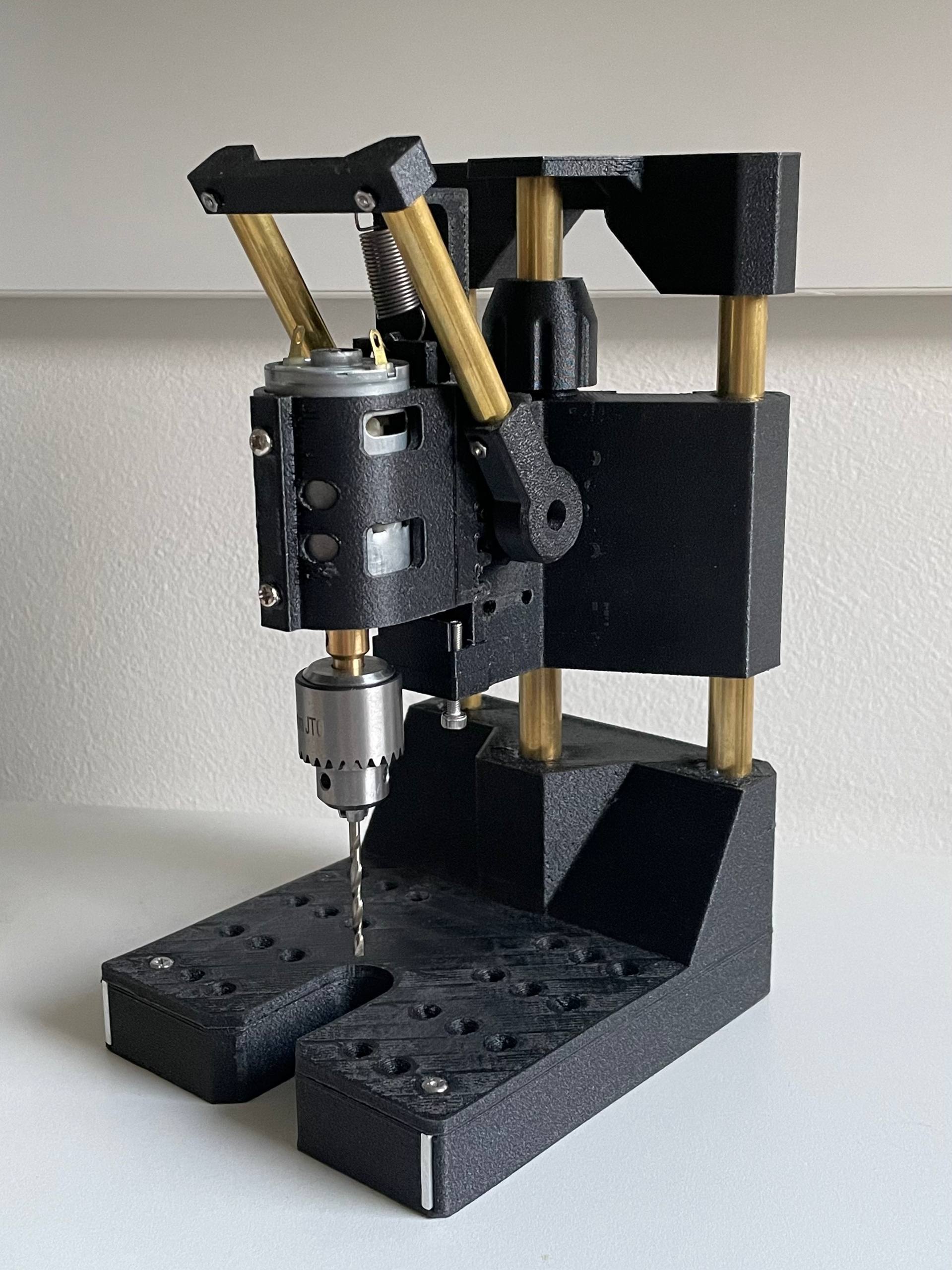 compact precision drill press with linear rail