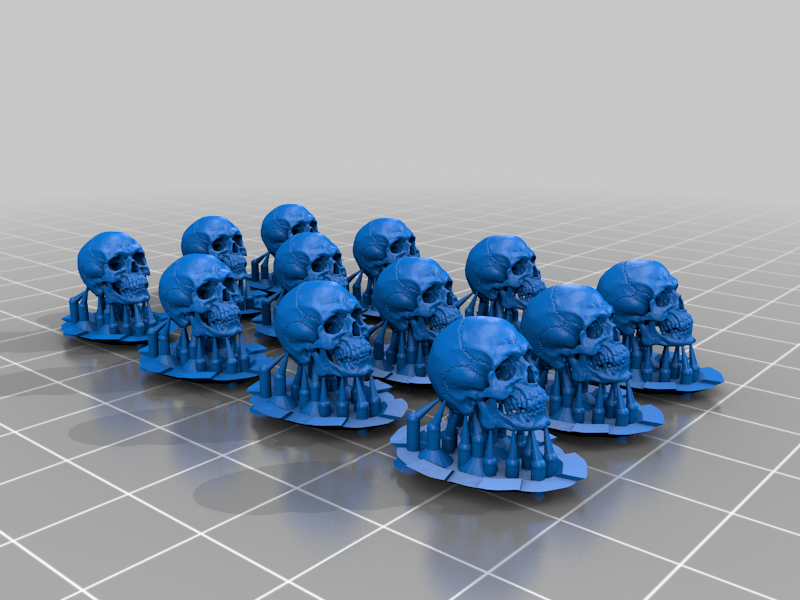 A dozen skulls with supports