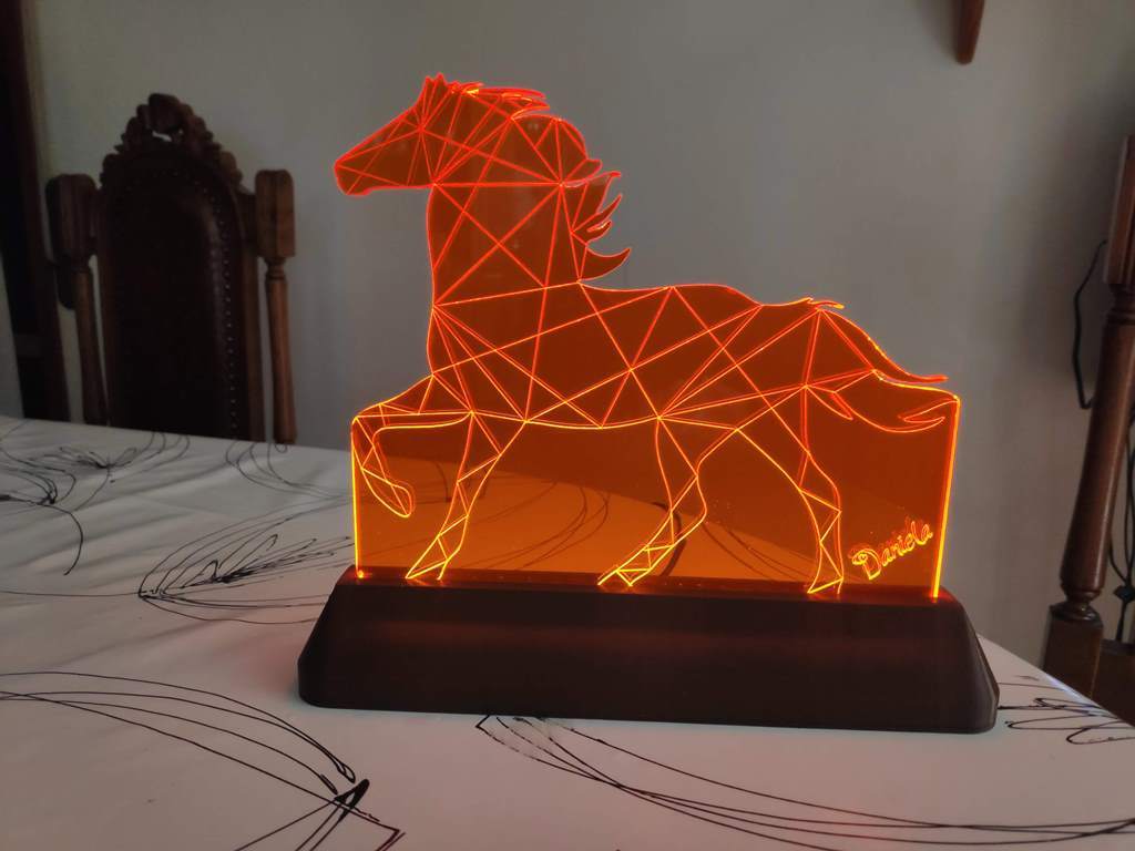 Horse Lamp stand with Acrylic engrave