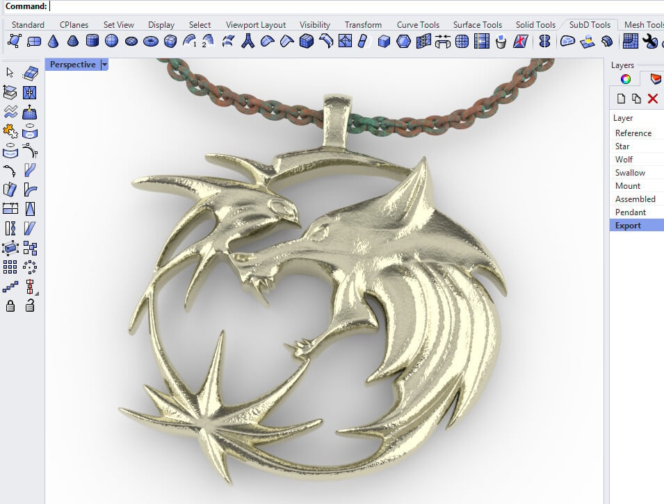The WItcher, the Star, the Swallow and the White Wolf Pendant
