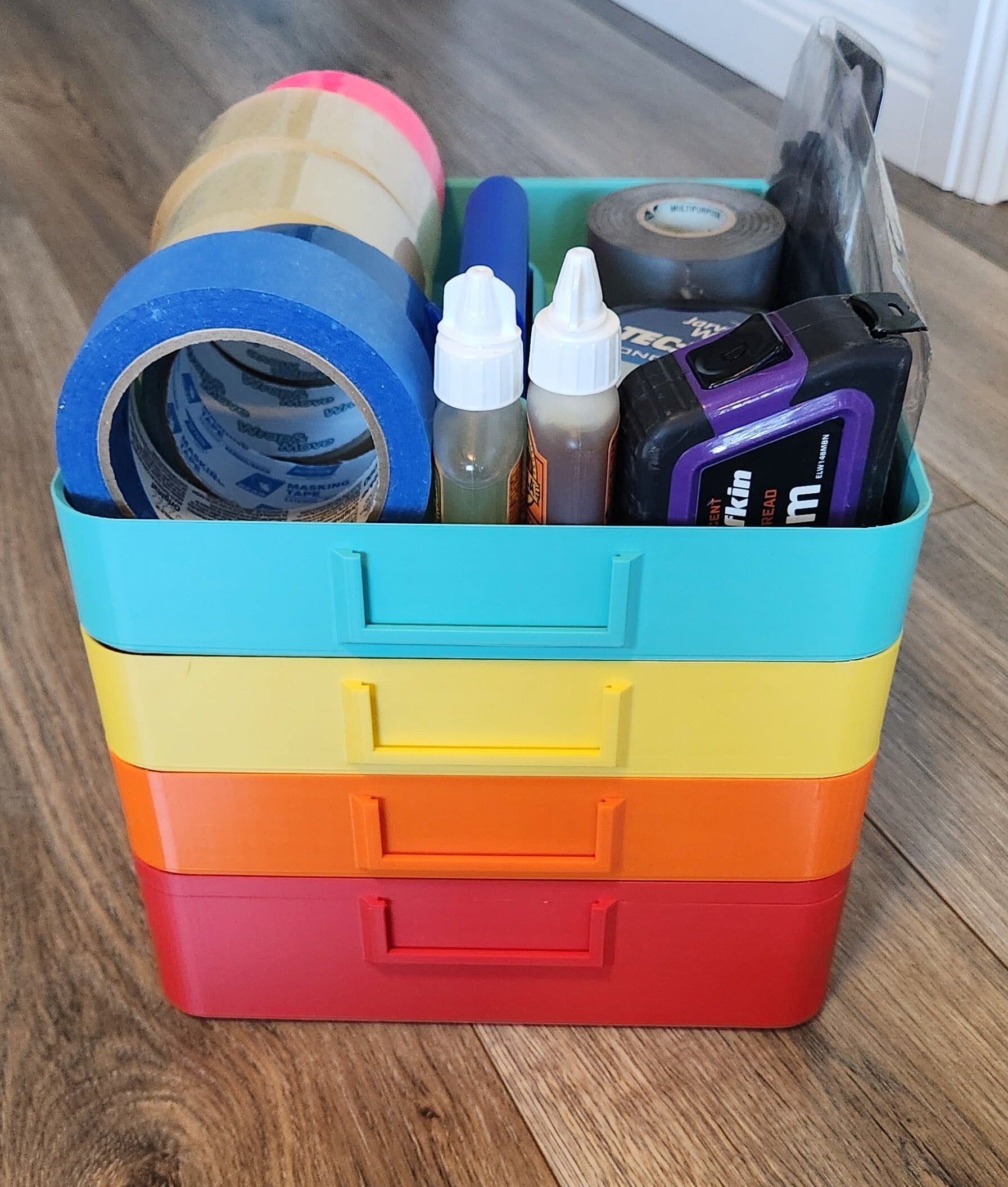 Parametric Stackable Storage Tray System — Removable Handle & Label Holders
