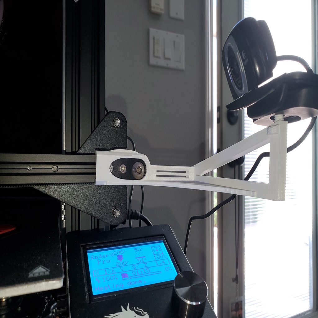 Ender 3 x-axis webcam mount (1/4 inch screw mount)
