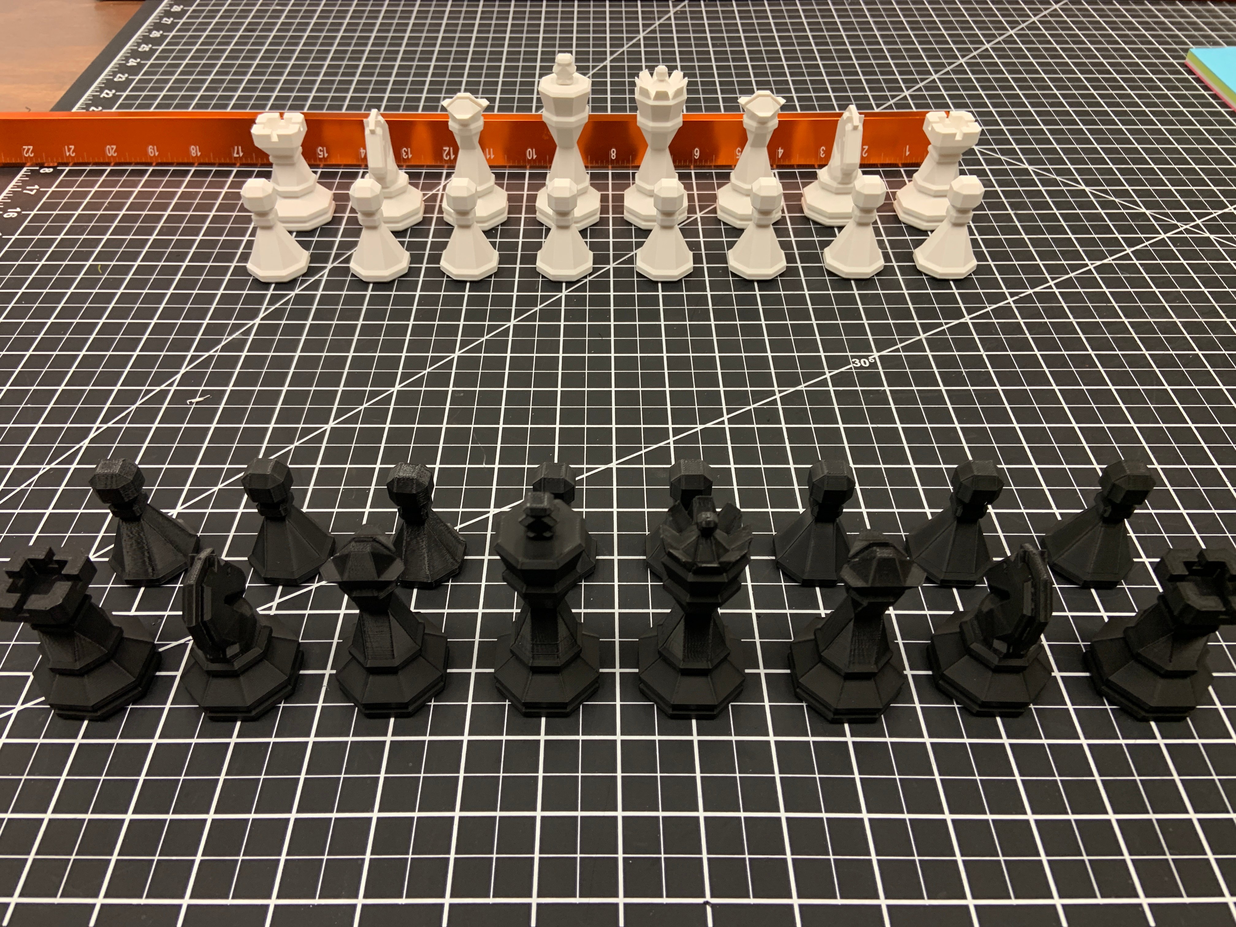 Nickel Weighted 3D-Print-Optimized Geometric Chess Set Pieces
