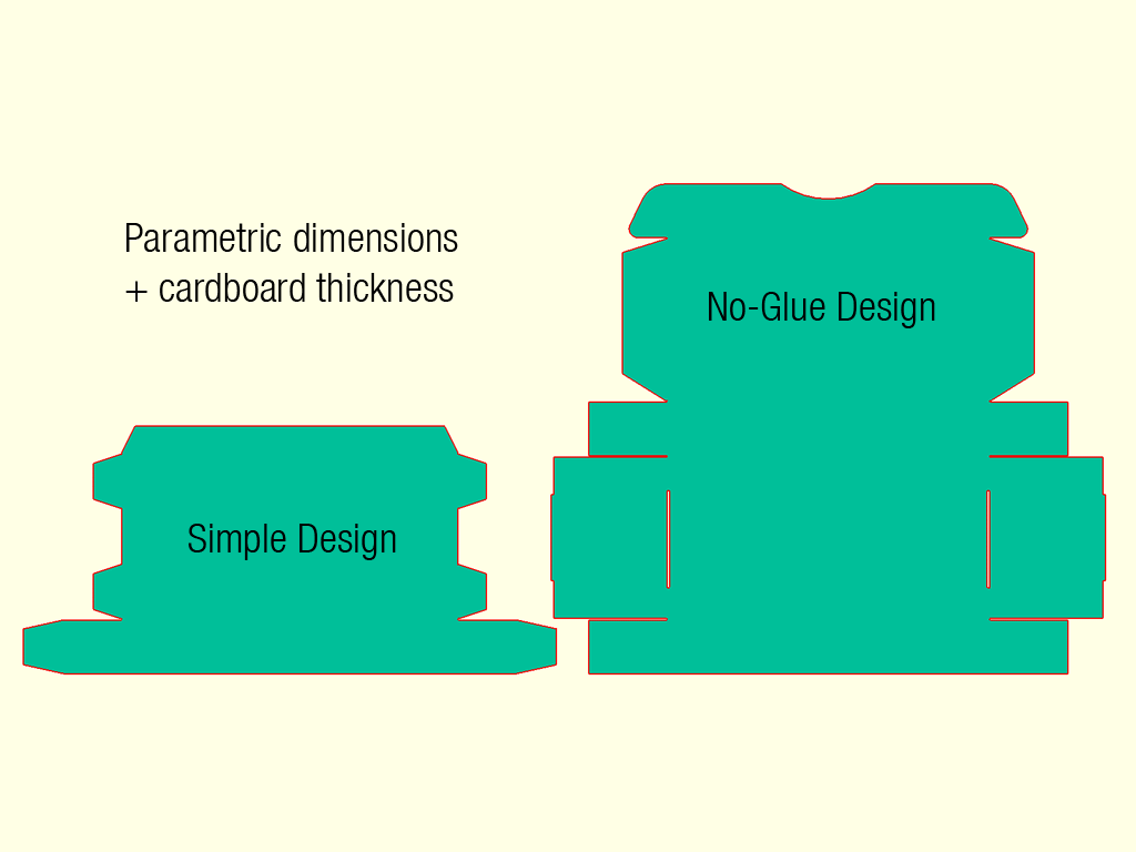 Parametric Cardboard Box (Simple & No-Glue designs)
