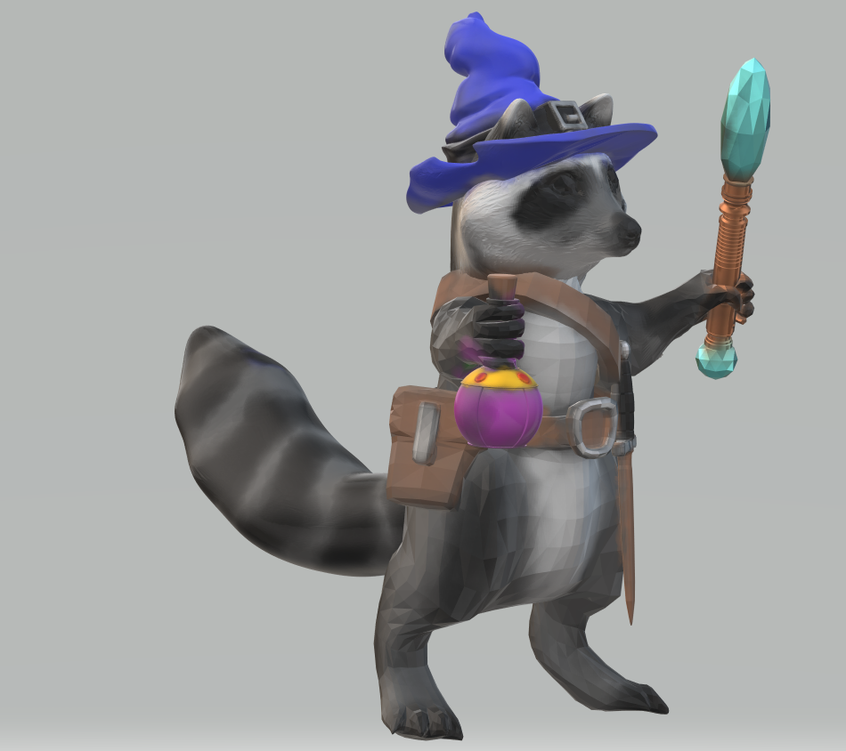 racoonman wizard with and without hat
