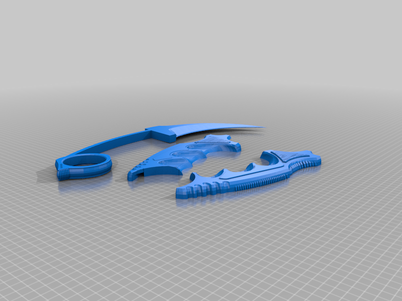 3 parts karambit layed out in a file so you don't have to