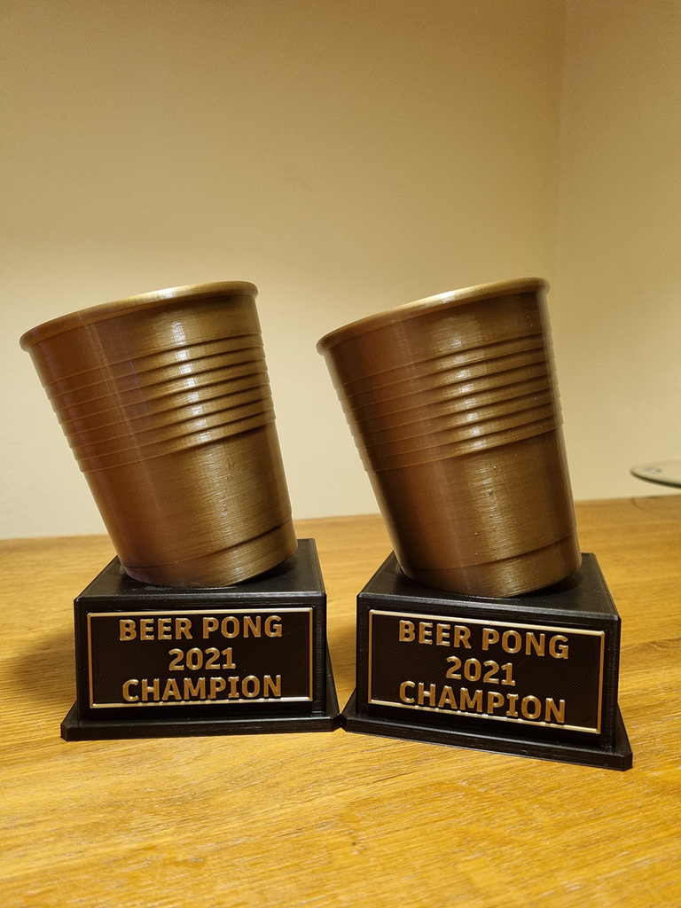 Beer Pong Cup Trophy nicer stand