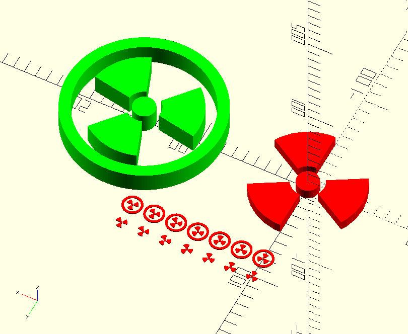 OpenSCAD Module Radioactive Trefoil