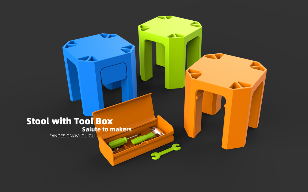 Stool with toolbox