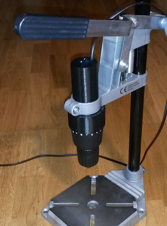 Drill press from old cordless screwdriver