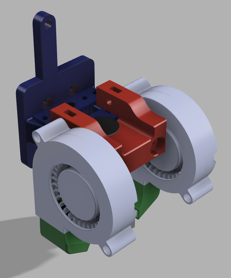 Redesigned E3D V6 Mount for HyperCube w/ Dual 5015 Fans and BLTouch Mount