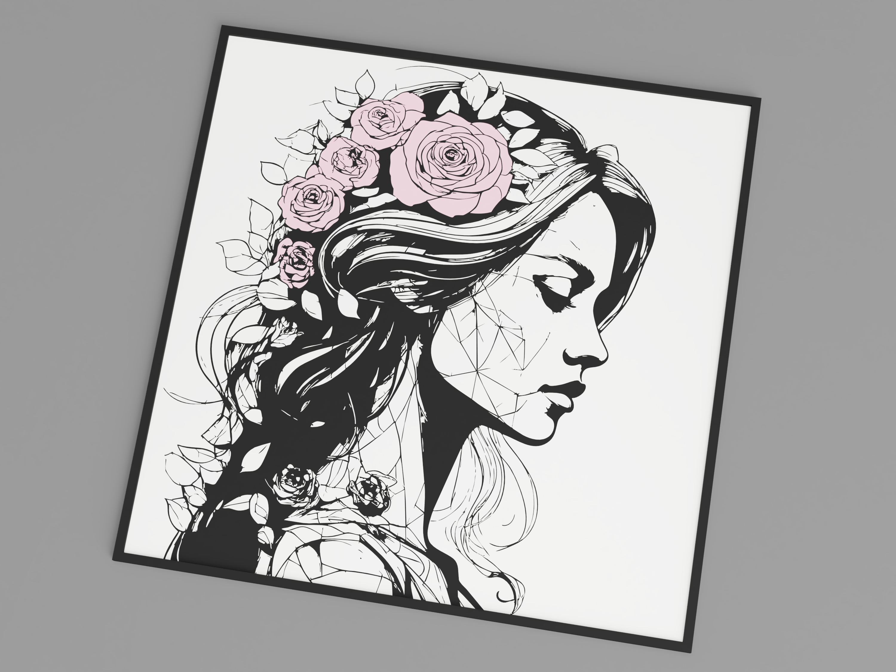 Girl with Roses – Wall Decoration V1