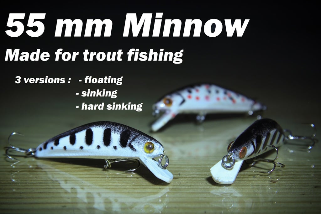 55 mm Minnow lure for trout fishing (stencils included)