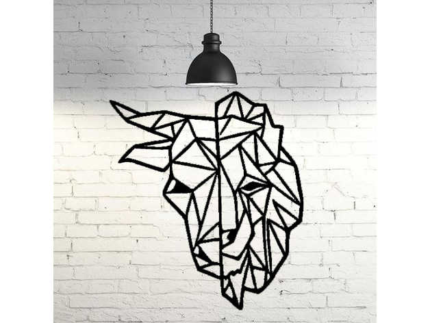Lion Bull Wall Sculpture  2D