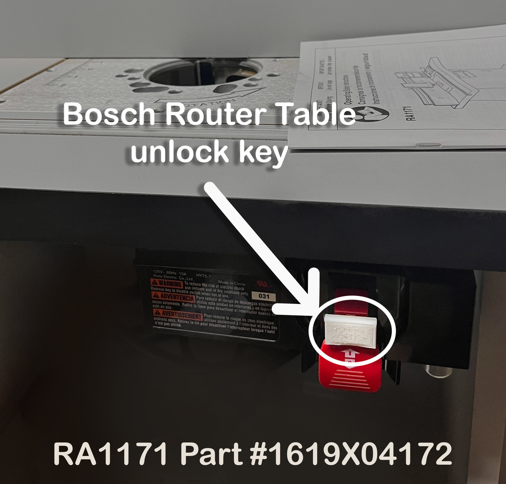 Bosch Router Table RA1171 Unlock Key