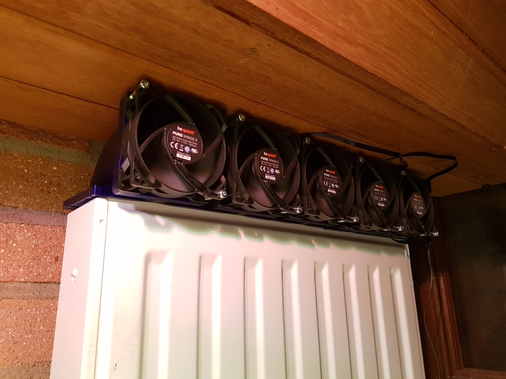 90° funnel radiator, room heater 80mm fan mount