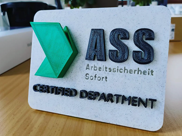 ASS plaque, Arbeitssicherheit Sofort certification