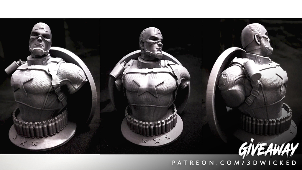 Wicked Marvel Avengers Captain America 3d Bust: STL ready for printing FREE