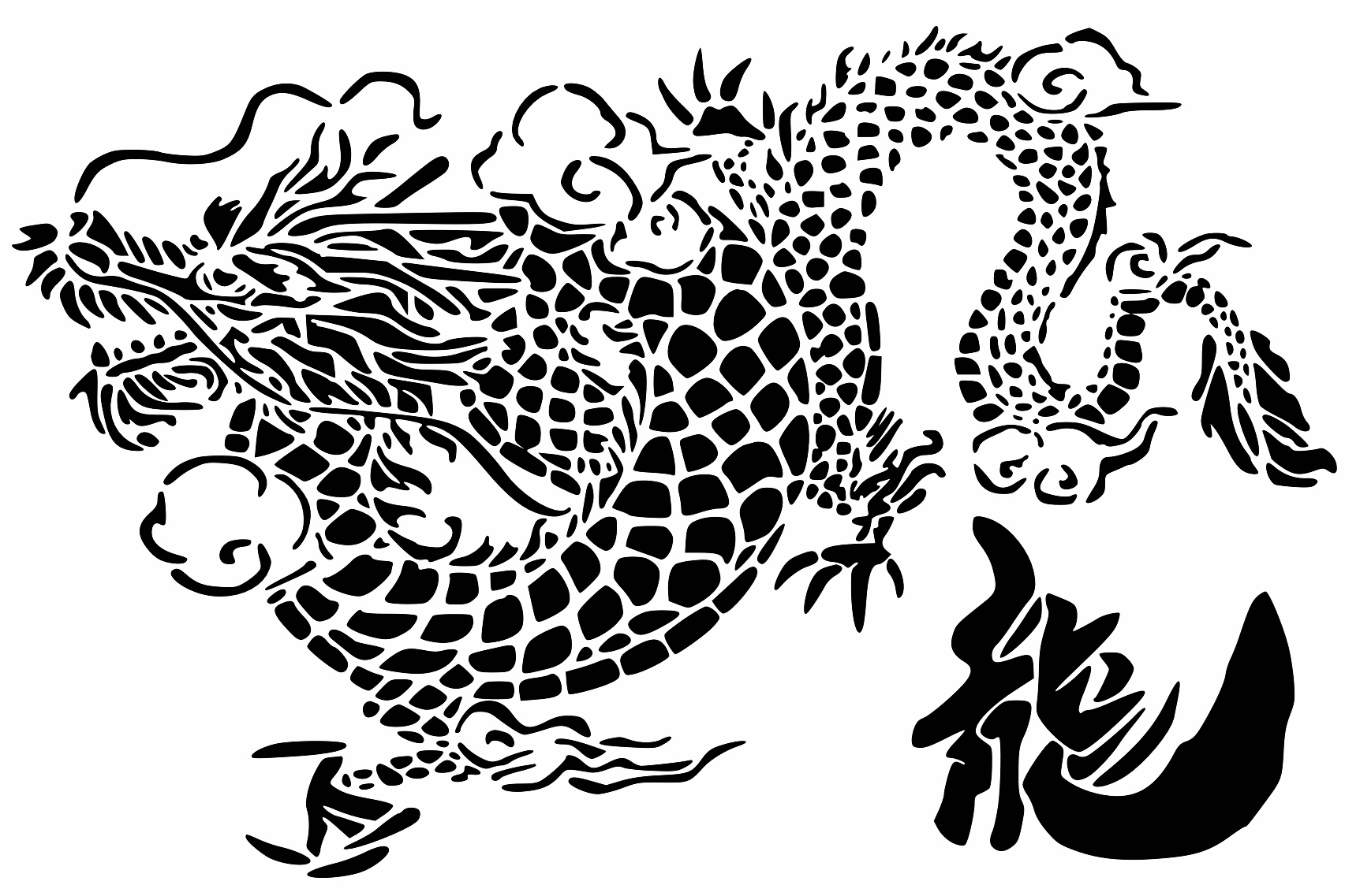 Chinese Dragon stencil 3