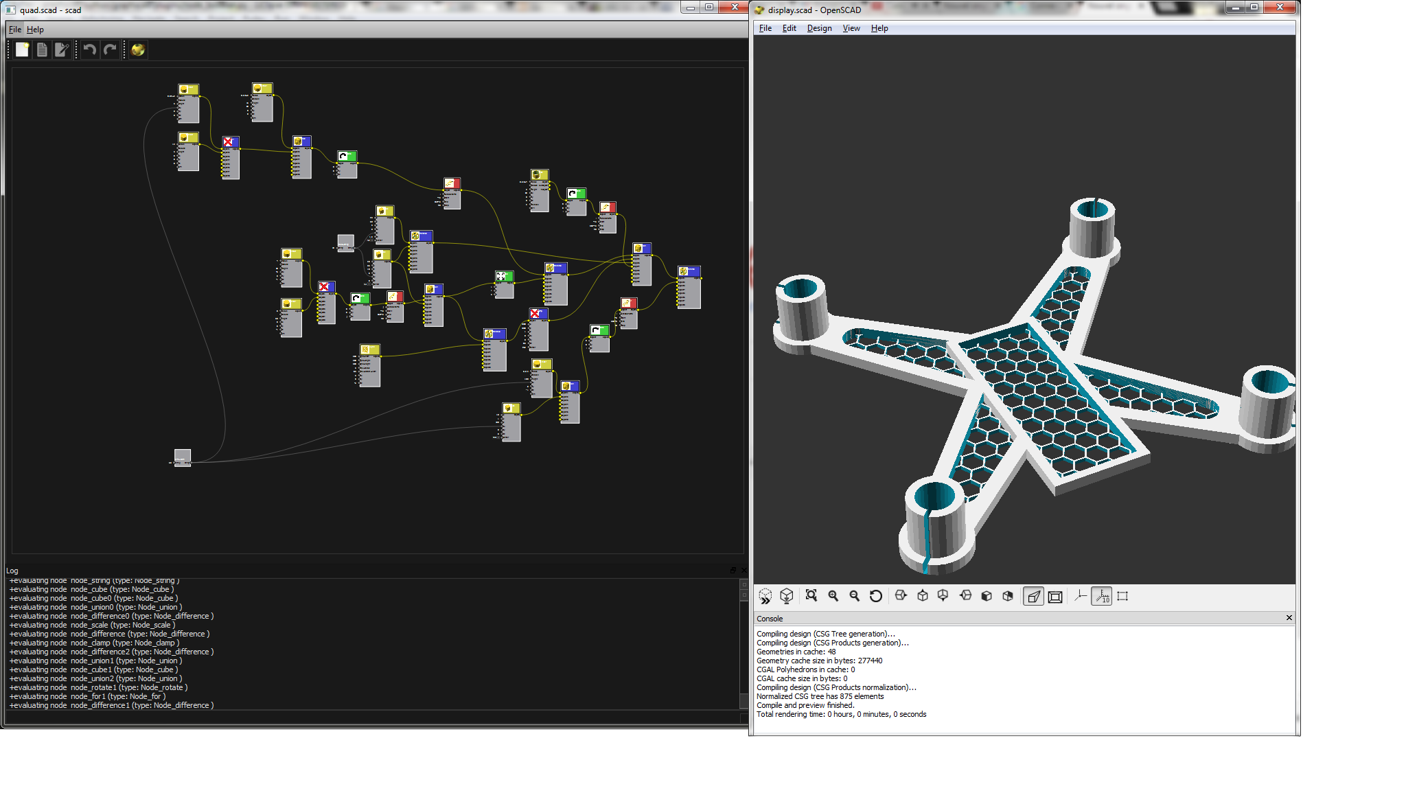 customizable micro brushed drone test with graphscad