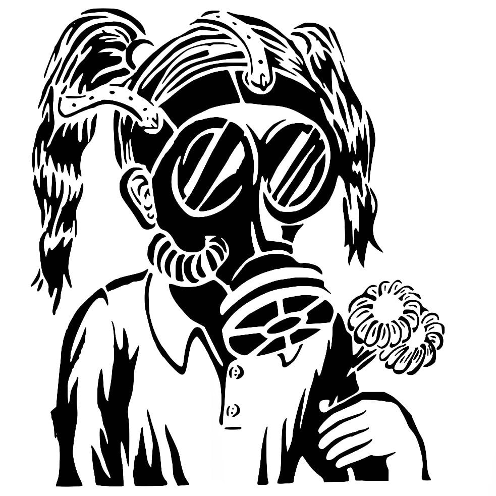 Gas Mask Girl stencil