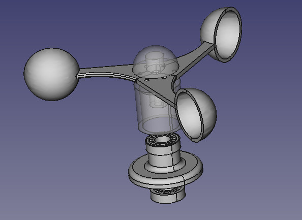 Three cup anemometer