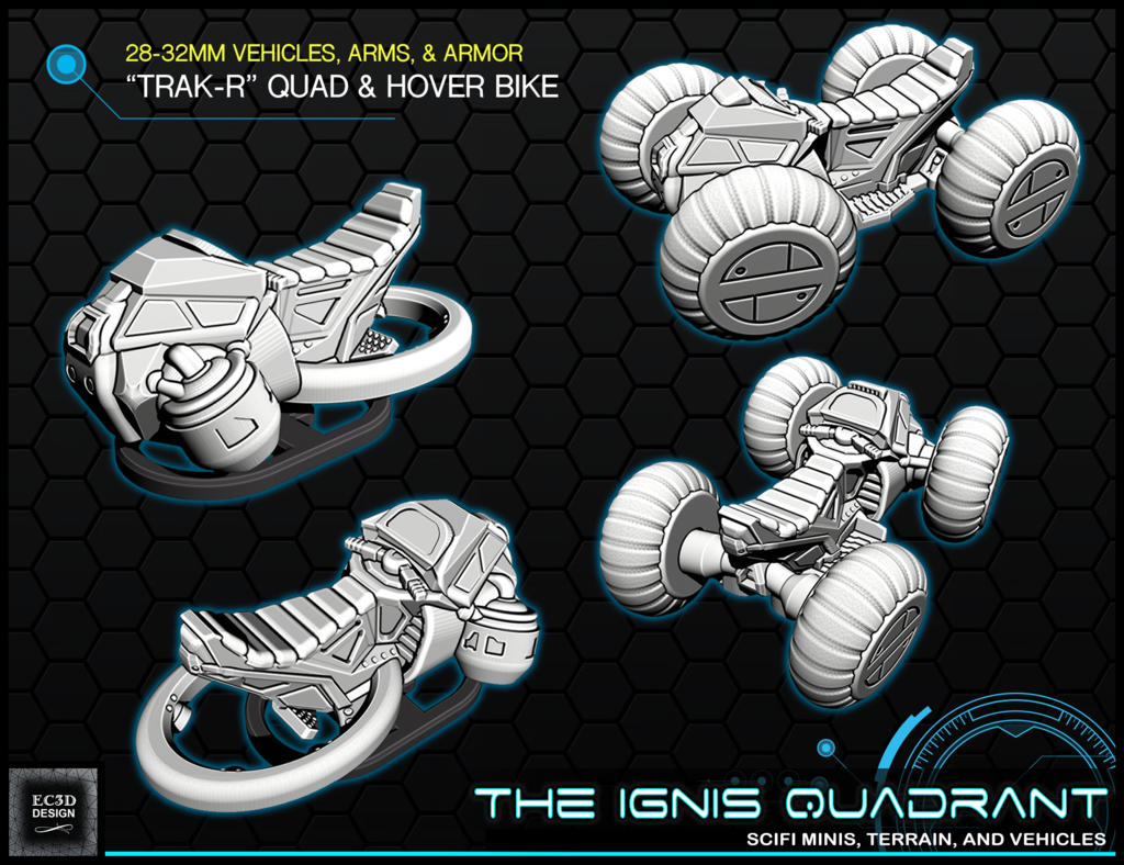 "TRACK-R" quad & hoverbike - 28-32mm gaming - The ignis Quadrant
