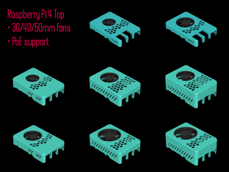 Hazi's Raspberry Pi 4 Case Top + Easy Fan Mount / PoE-Hat Support