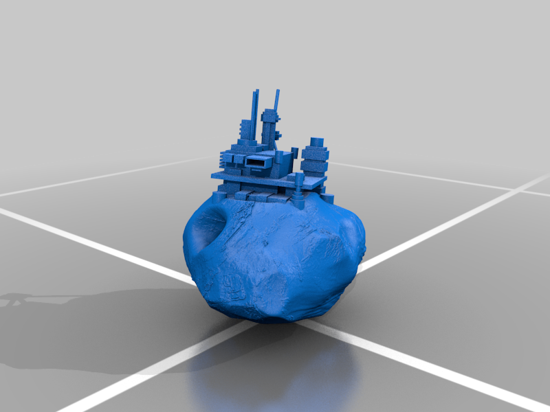 Small BFG space station on asteroid