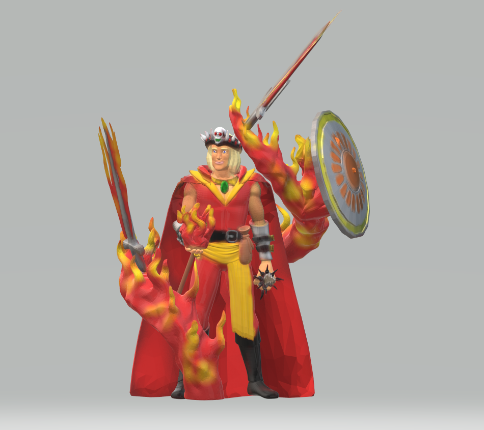 Zulkir Lauzoril of Lay with Flaming animated weapons and shield