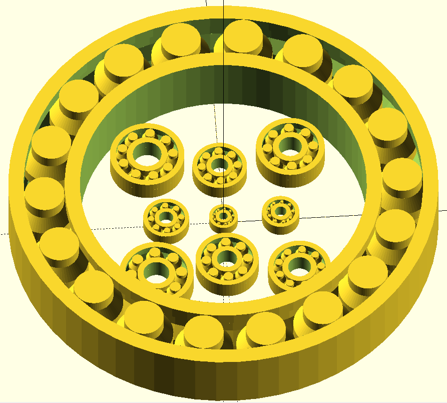 Parametric printed bearing openscad