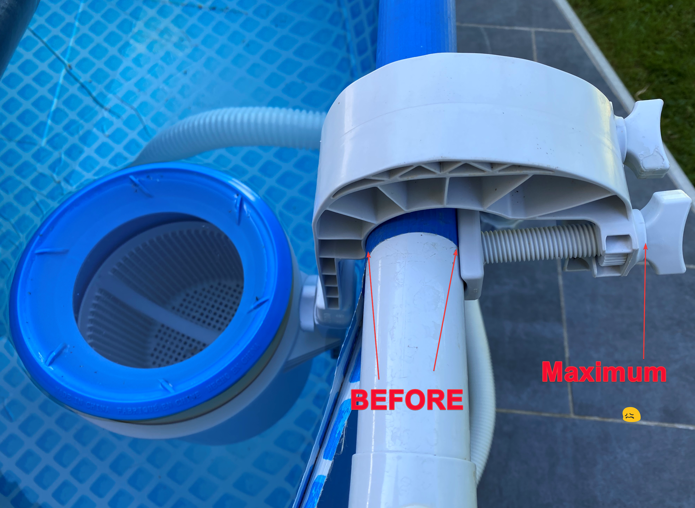Intex metal frame skimmer surround holder help