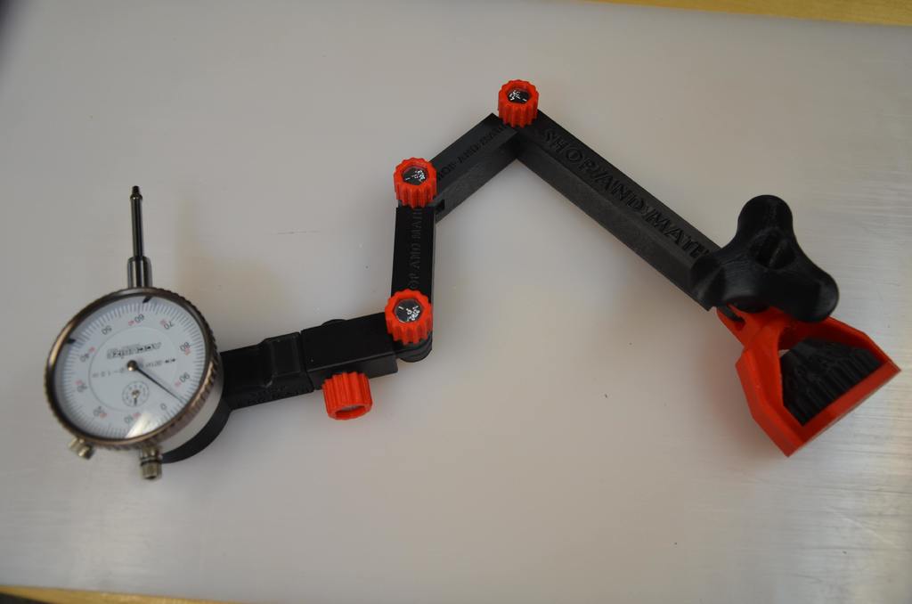 Magnetic Dial Indicator Base Improved Arm (split into individual parts)