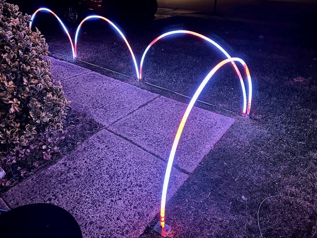 Leaping Arches 3/4" PEX bases using LED strips. Single and double included
