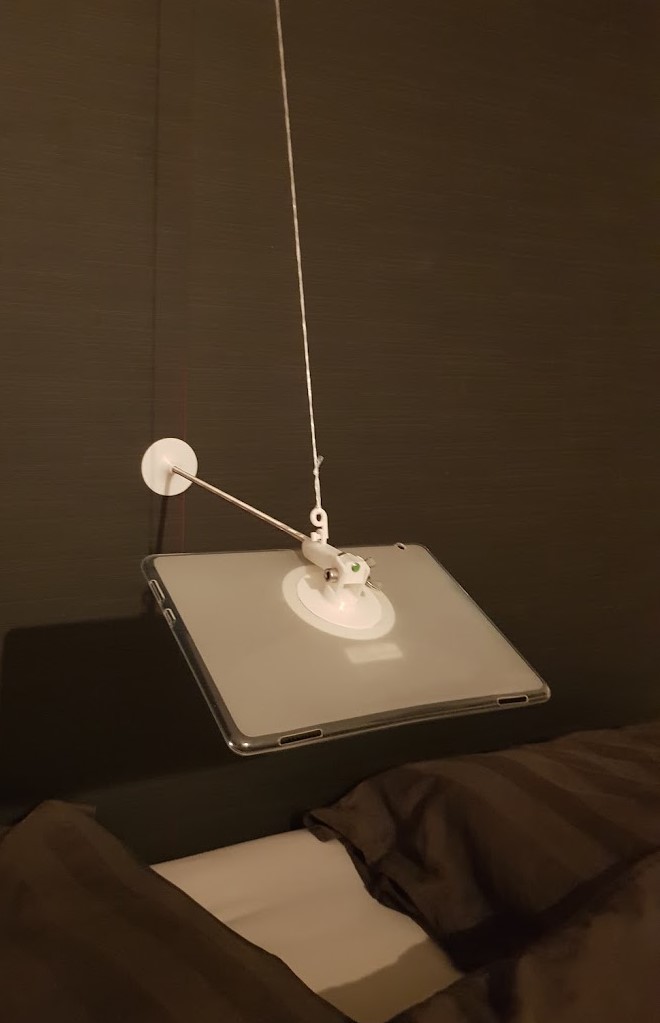 Tablet holder hanging bed