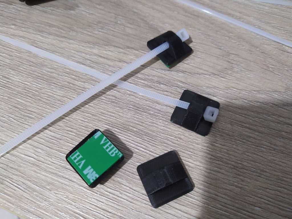 Ziptie Cable holder - double sided tape 3D model