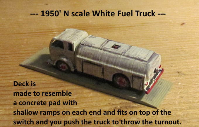 N Scale - White COE Fuel Truck for switch machine push-pull slide