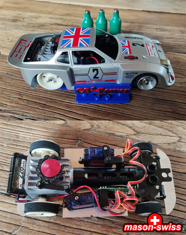 Parts to install a radio control in a Vintage CO2 car from HITEK