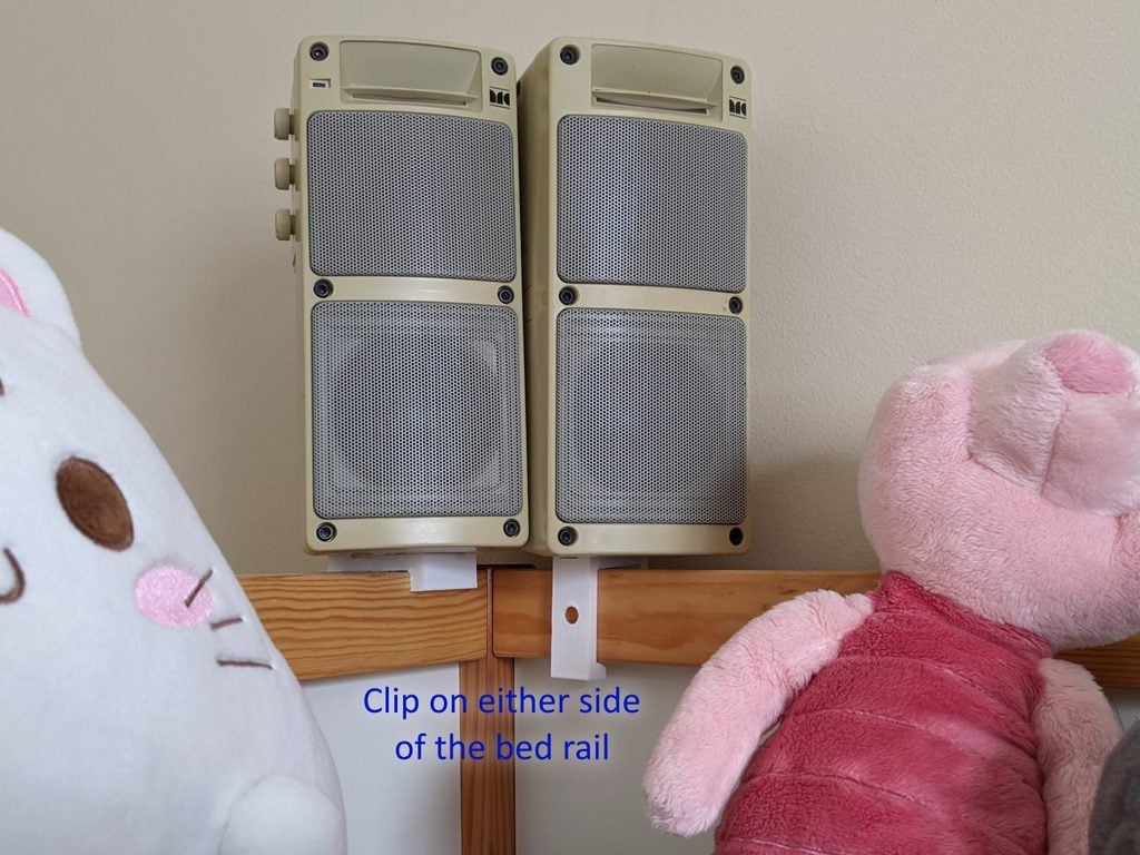 Speaker mount for Ikea Kura bed frame